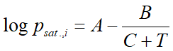 log(p) = A - (B/T+C)