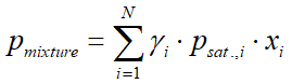 Raoult's law p_mix = SUM p_i*x_i*gamma_i